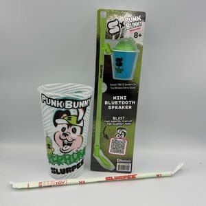 7 Eleven Green Day Punk Bunny Mini Bluetooth Speaker Slurpee With Spoon and Cup